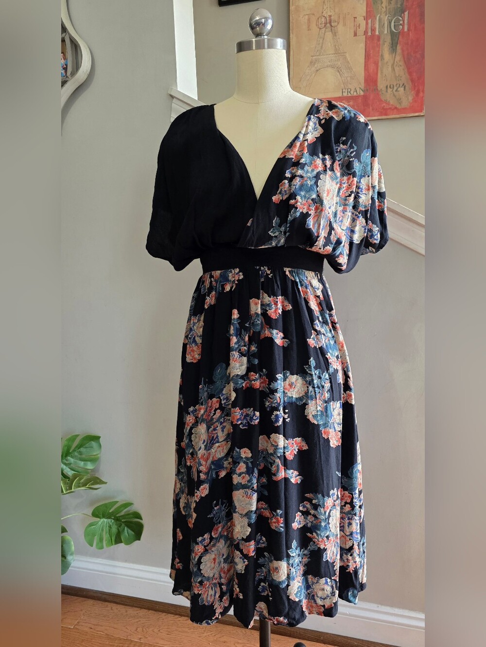 Asos Dress Black Floral Size 0 Petite
